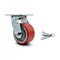 Service Caster 4 Inch Red Poly on Cast Iron Swivel Caster with Roller Bearing and Swivel Lock SCC-30CS420-PUR-RS-BSL - alternate 3
